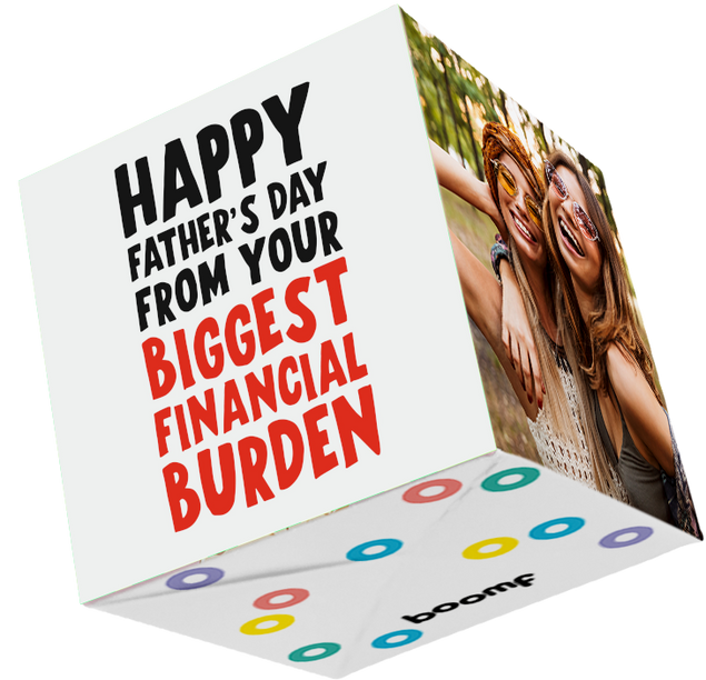 Financial Burden Bomb 3D Cube Card