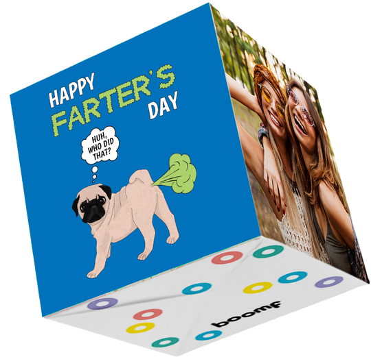 Happy Farter's Day Bomb 3D Cube Card