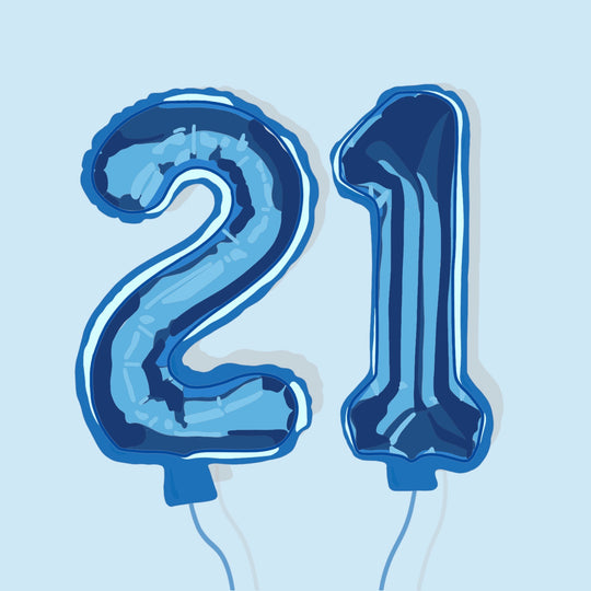 21st Birthday Blue Balloons Card