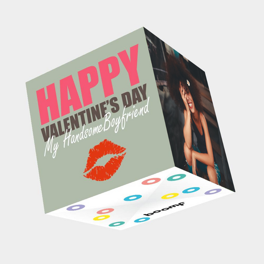 Happy Valentine's Day My Handsome Boyfriend Bomb 3D Cube Card