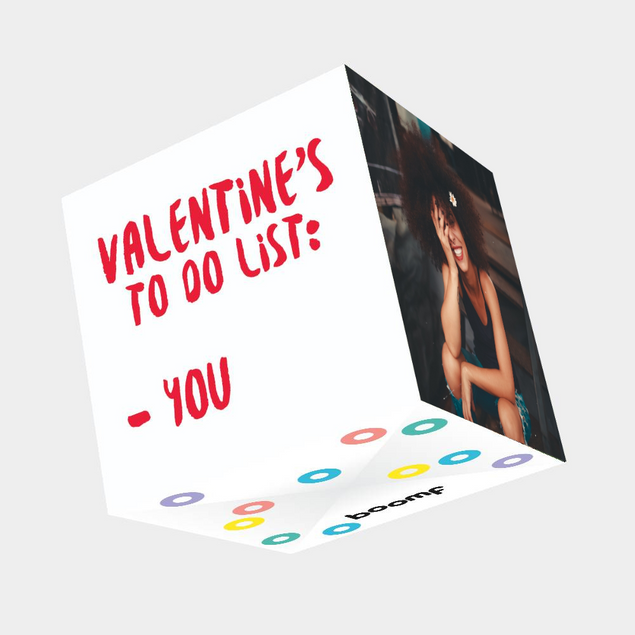 Valentines To Do List Bomb 3D Cube Card