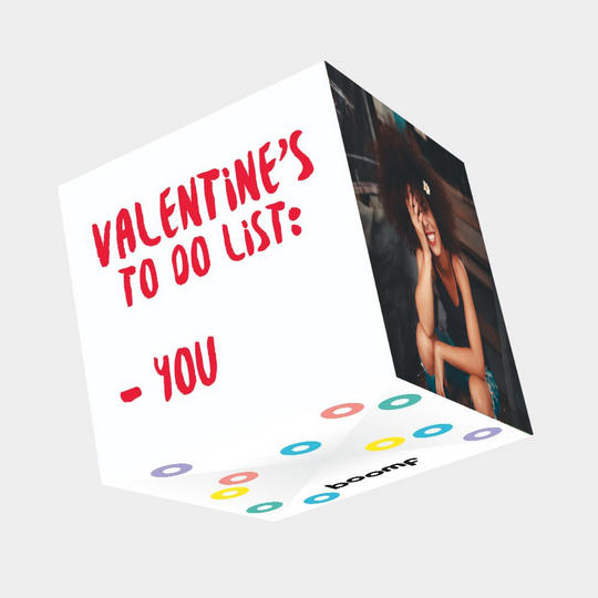 Valentines To Do List Bomb 3D Cube Card