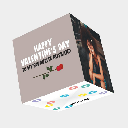 Happy Valentine's Day To My Husband Bomb 3D Cube Card