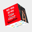 Will You Be My Valentine? Bomb 3D Cube Card