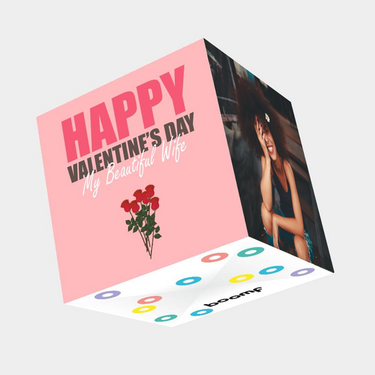 Happy Valentine's Day My Beautiful Wife Bomb 3D Cube Card