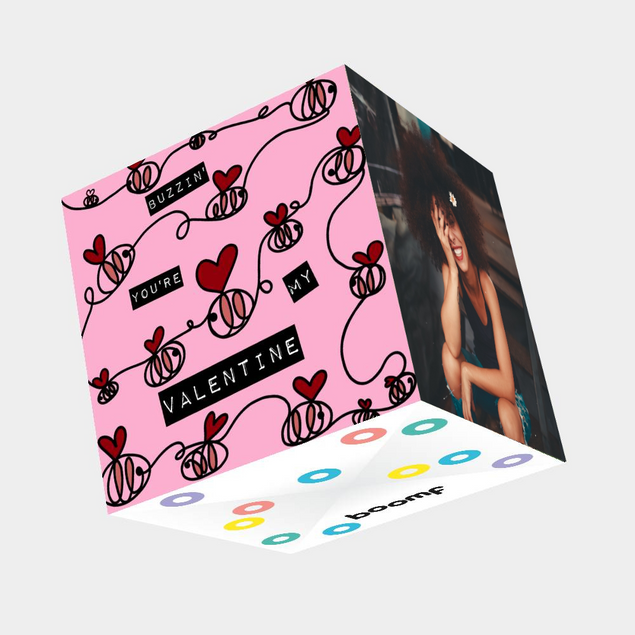 Buzzin You're My Valentine Bomb 3D Cube Card