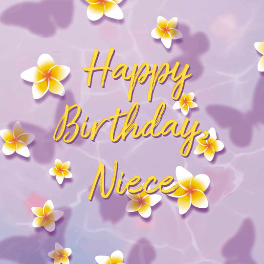 Happy Birthday Niece Tropical Flowers Lilac