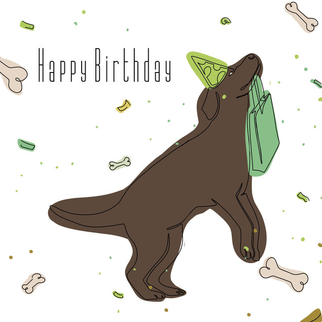 Brown Festive Labrador In Party Hat Happy Birthday