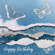 Textured Butterflies On A Blue Background Happy Birthday
