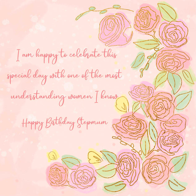 Happy Birthday Stepmum Pink Roses