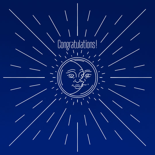 Blue Background Sun And Moon Congratulations