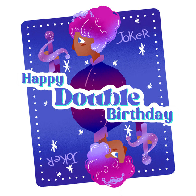 Dark Joker Card Happy Double Birthday 