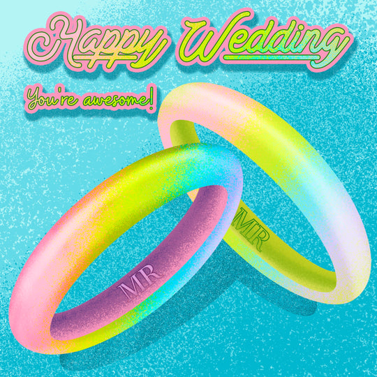 Happy Wedding Day Colourful Rings
