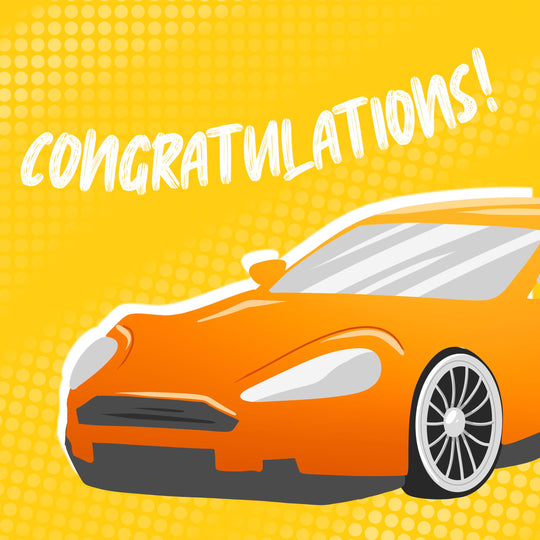 Orange Sports Car Congratulations