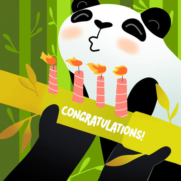 Green Bamboo Background Panda Congratulations