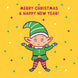 Yellow Themed Cute Elf Merry Christmas Card