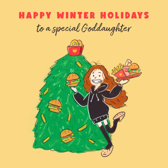 Cheat Meal Christmas Tree Merry Christmas Goddaughter Card