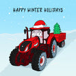 Funny Tractor Happy Winter Holidays Card Season_Christmas Seo_Tractor