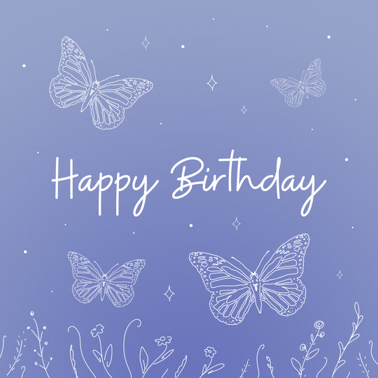 Engraving White Butterfly Birthday