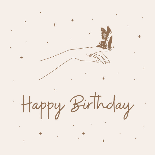 Butterfly On A Hand Happy Birthday