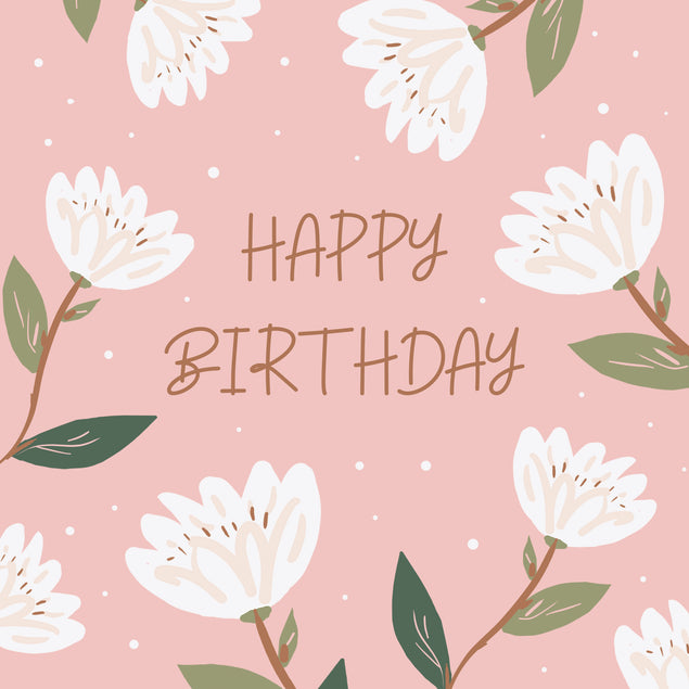 Cute Pink White Flowers Happy Birthday | Boomf