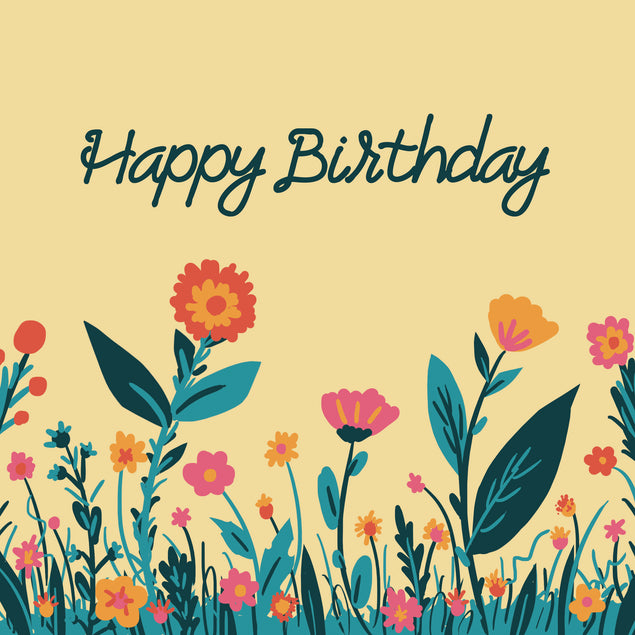 Cute Colorful Flowers Happy Birthday