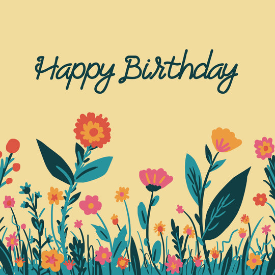 Cute Colorful Flowers Happy Birthday