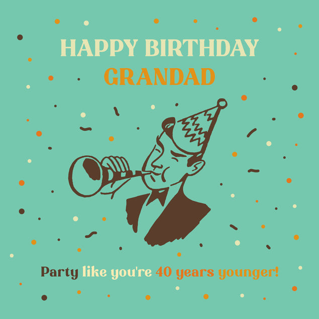 Happy Birthday Grandad Retro Party Blue