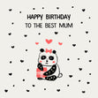 Crayon Panda With Pink Gift Happy Birthday Mum