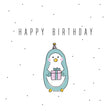 Cute Penguin With Gift Happy Birthday