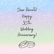 Happy 30th Wedding Anniversary Parents Rings Blue Gradient