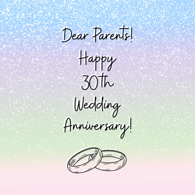 Happy 30th Wedding Anniversary Parents Rings Blue Gradient