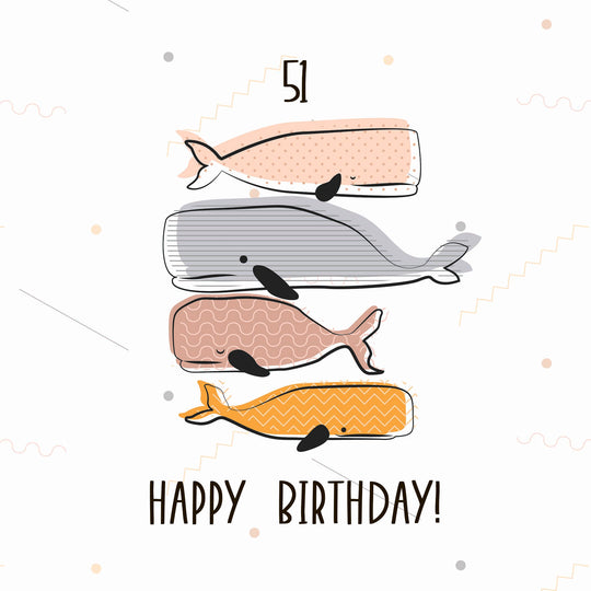 Happy 51st Birthday Whales Card