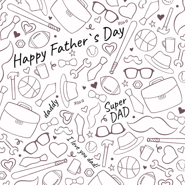Father's Day Super Dad Doodle Card