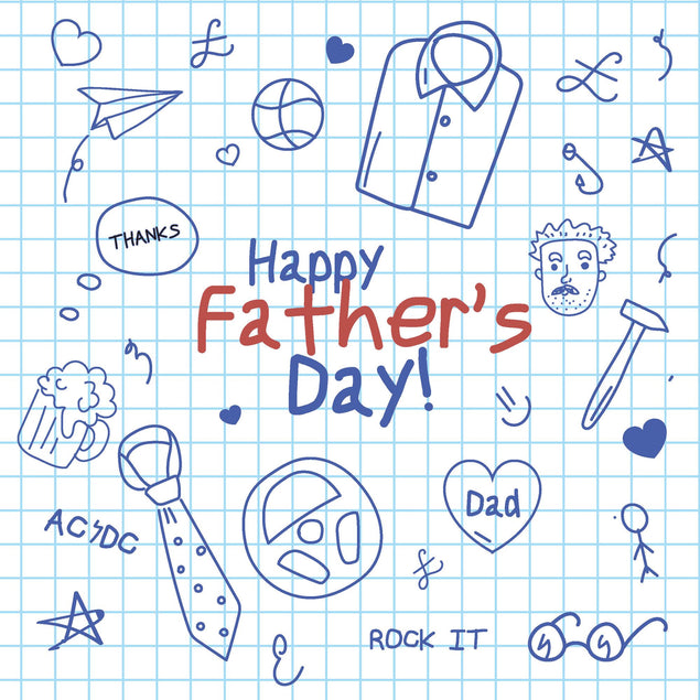Happy Father's Day Doodle Blue Card