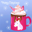 Blue Background Unicorn Mug Merry Christmas