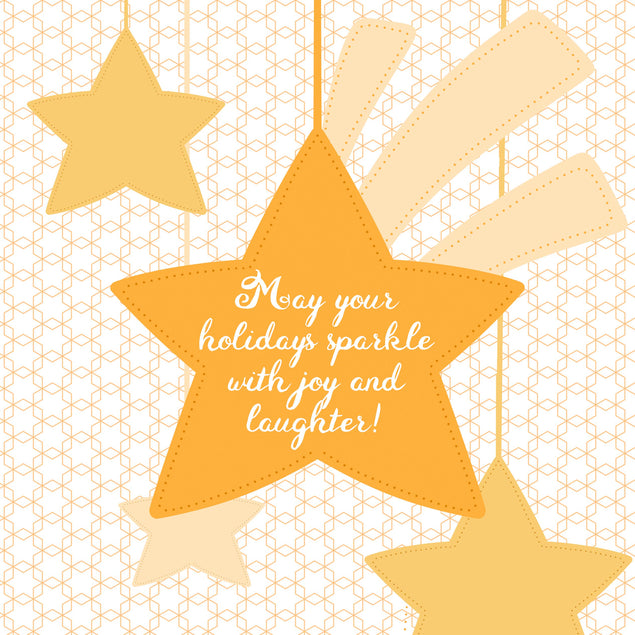 Sparkling Yellow Stars Happy Holidays
