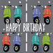 Colorful Lambretta Scooters Happy Birthday