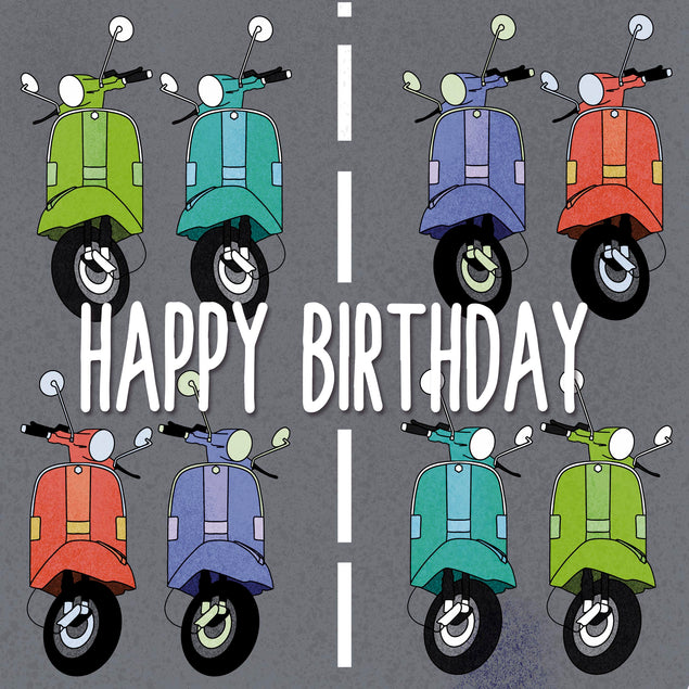 Colorful Lambretta Scooters Happy Birthday