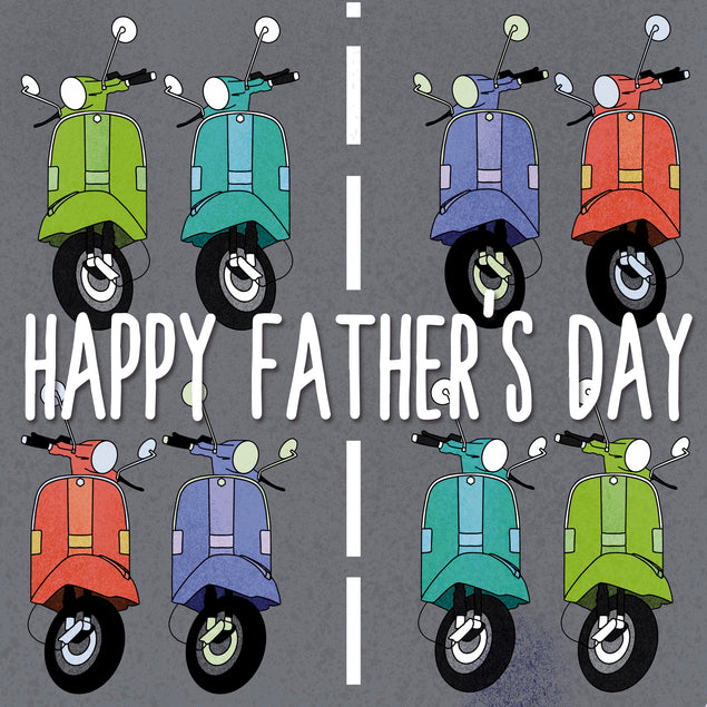 Colorful Lambretta Scooters Happy Father's Day