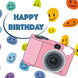 Happy Birthday Pink Camera And Smilies