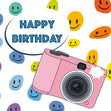 Happy Birthday Pink Camera And Smilies