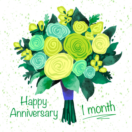 Happy Anniversary 1 Month Green Roses Bouquet