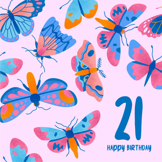 Delicate Pink Butterfly 21st Birthday