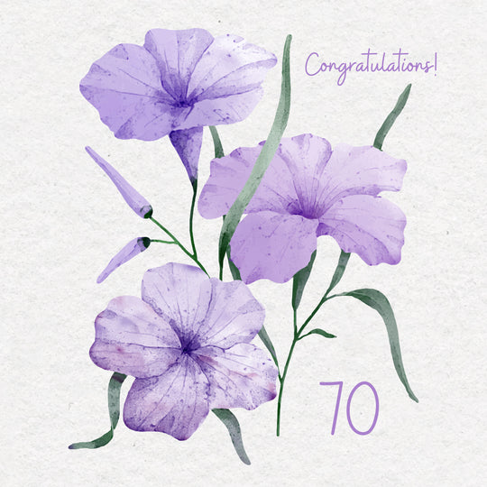 Soft Purple Flowers Happy 70th Birthday
