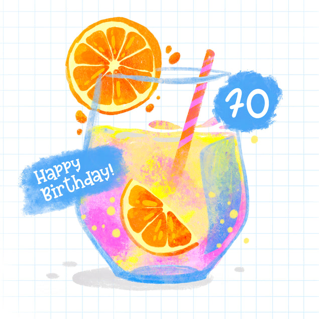 Happy 70th Birthday Orange Juice Cockltail