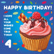Happy 4th Birthday Cupcake Card