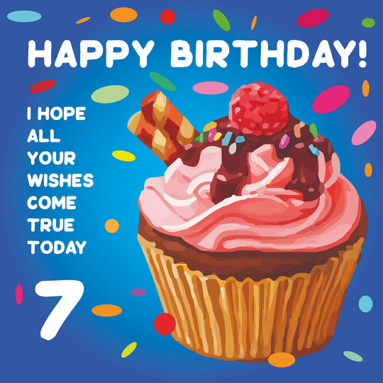 Happy 7th Birthday Cupcake Card
