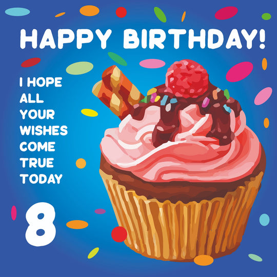 Happy 8th Birthday Cupcake Card