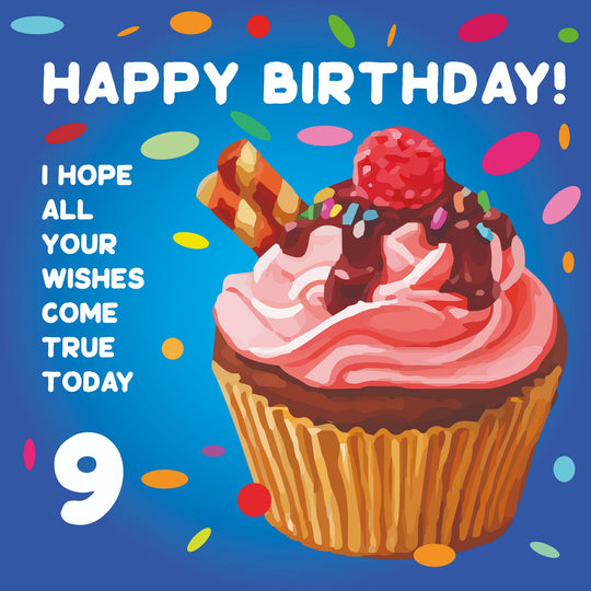 Happy 9th Birthday Cupcake Card